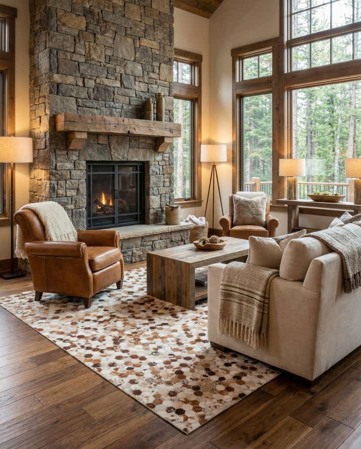 5' x 8' 1 Cowhide Leather Rug