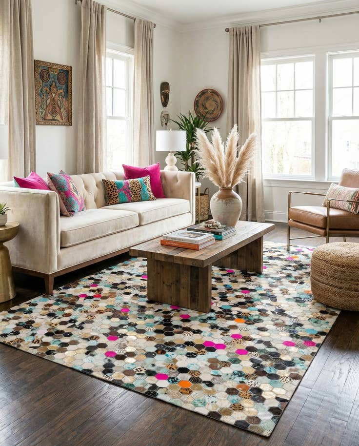 Detail image of 5' x 8' 1 Cowhide Stocks Rug