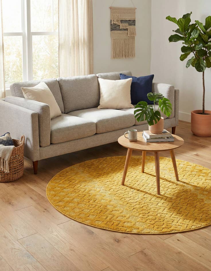 Detail image of 4' x 4'  Washable Trellis Textured Indoor / Outdoor Round Rug