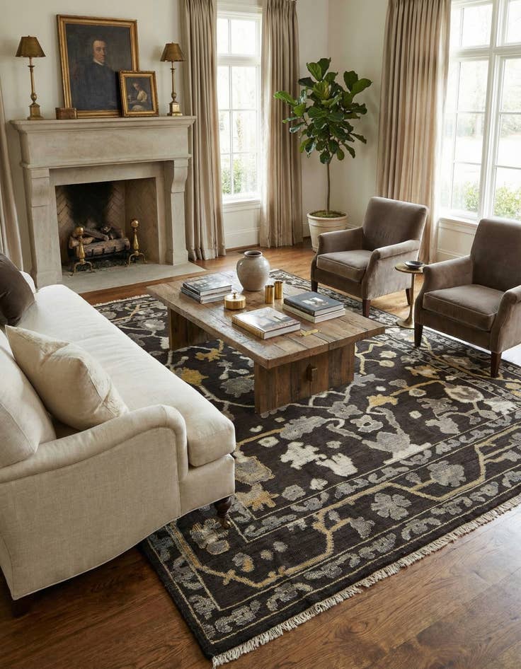 Detail image of  9' 1 x 12' 3  Hand Knotted Oushak Wool Rug