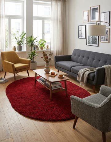 7' 10 x 10' Solid Shag Oval Rug