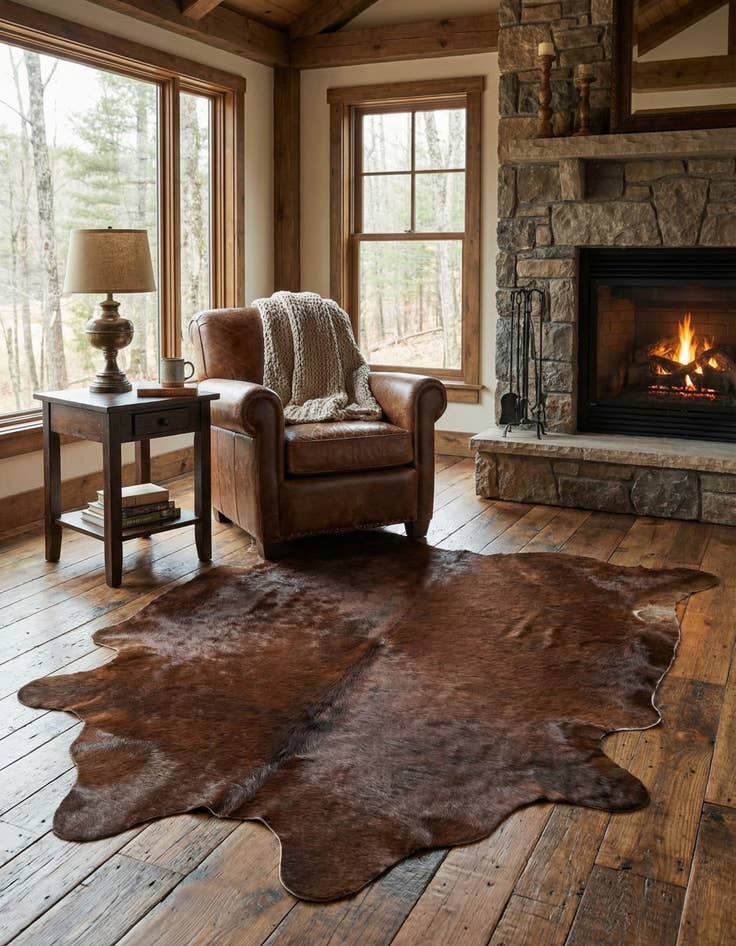 Detail image of 1' 8 x 2' 7 Cowhide Leather Rug