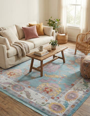 Aqua and Blue Paragon Square Rug