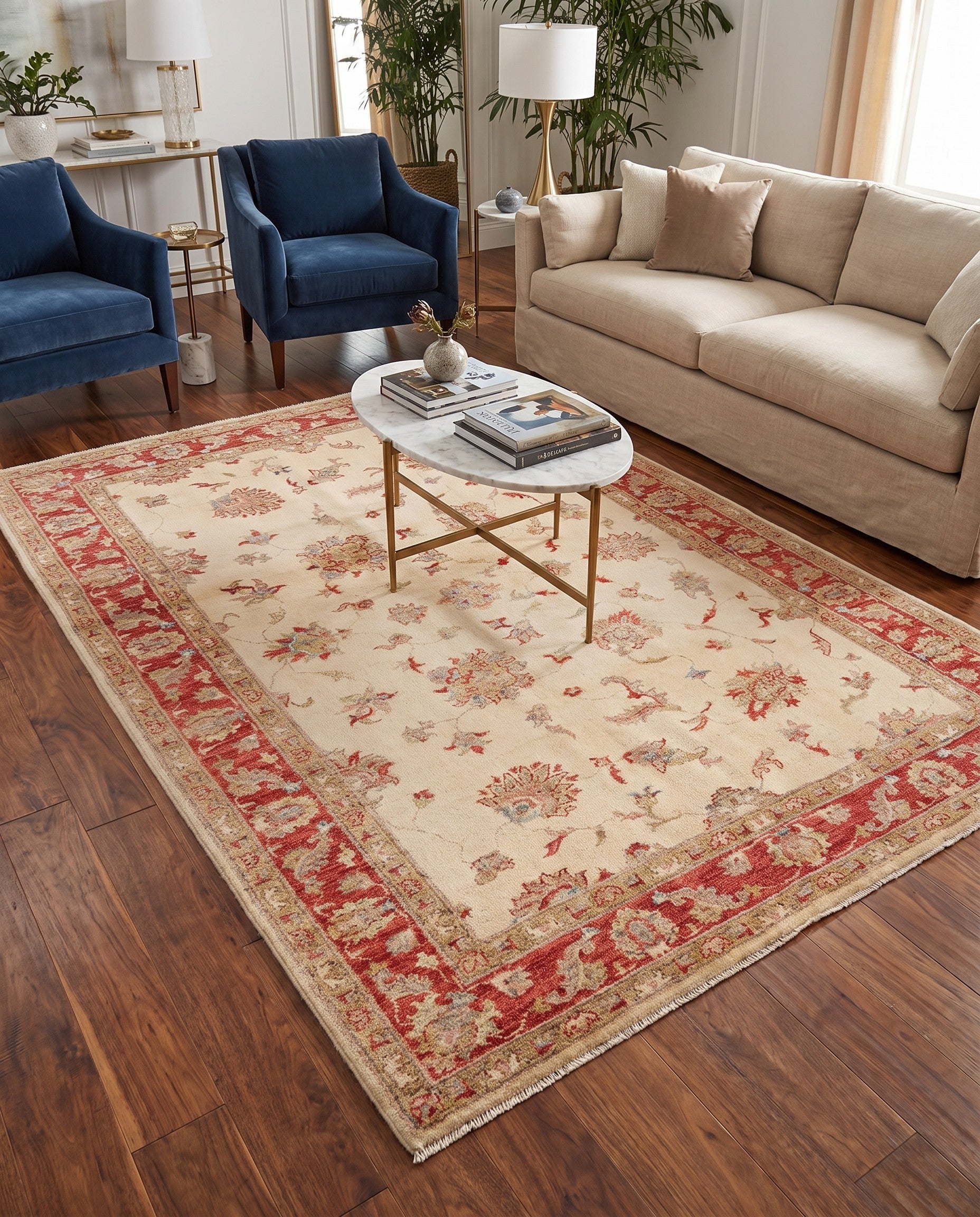 4' 10 x 6' 9 Hand Knotted Ziegler Rug