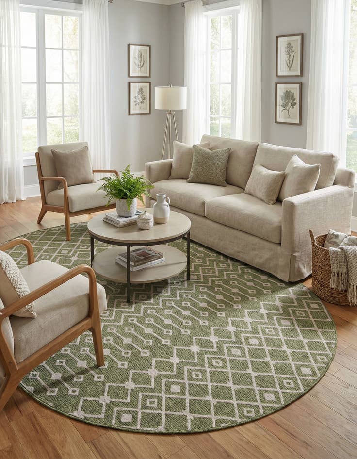 Detail image of 7' 10 x 10'  Washable Trellis Indoor / Outdoor Oval Rug