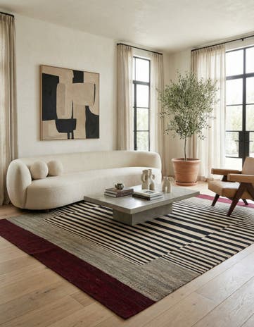 6' x 7' 7 Hand Woven Kilim Modern Wool Rug