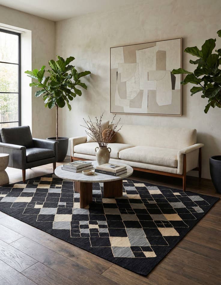 Detail image of 5' x 6'  Hand Woven Kilim Modern Wool Rug