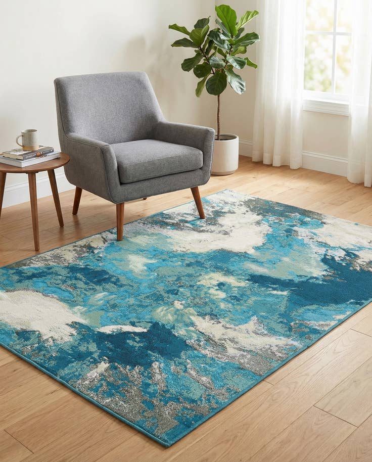 Detail image of 4' 1 x 6' 1 Easy-Clean Modern Indoor / Outdoor Rug