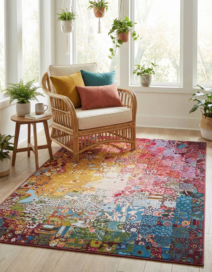 Detail image of 5' 2 x 7' 9  Washable Modern Indoor / Outdoor Rug