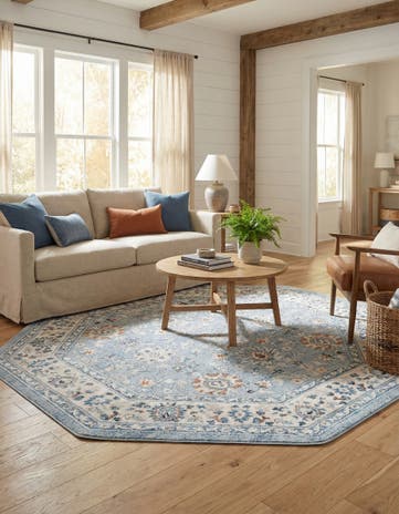 Aqua Blue Charlotte Octagon Rug