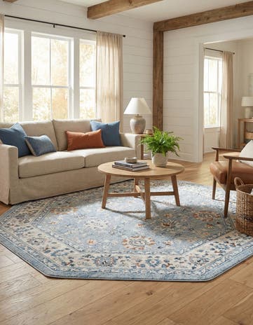 Aqua Blue Charlotte Octagon Rug