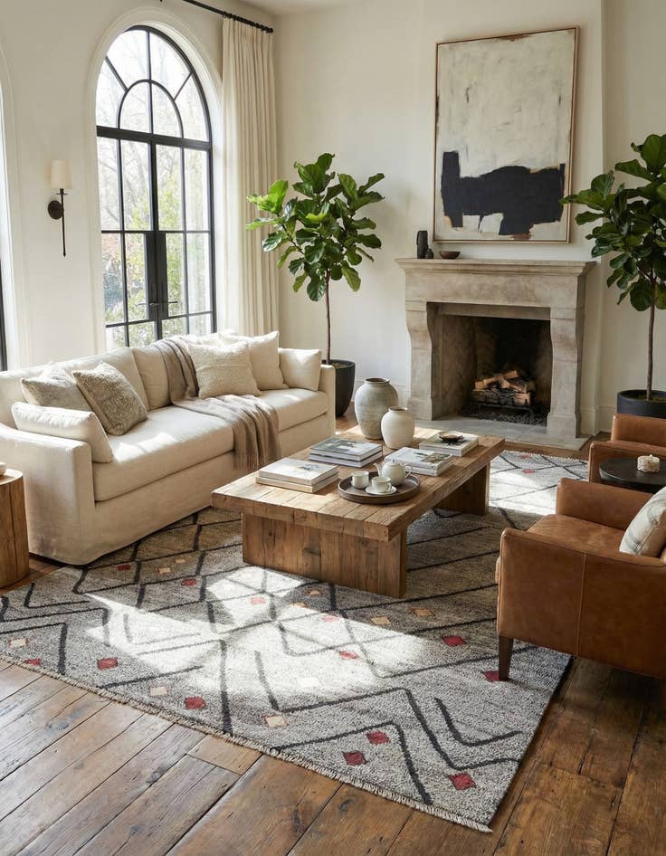 Detail image of 6' 7 x 9' 7  Hand Woven Moroccan Wool Rug