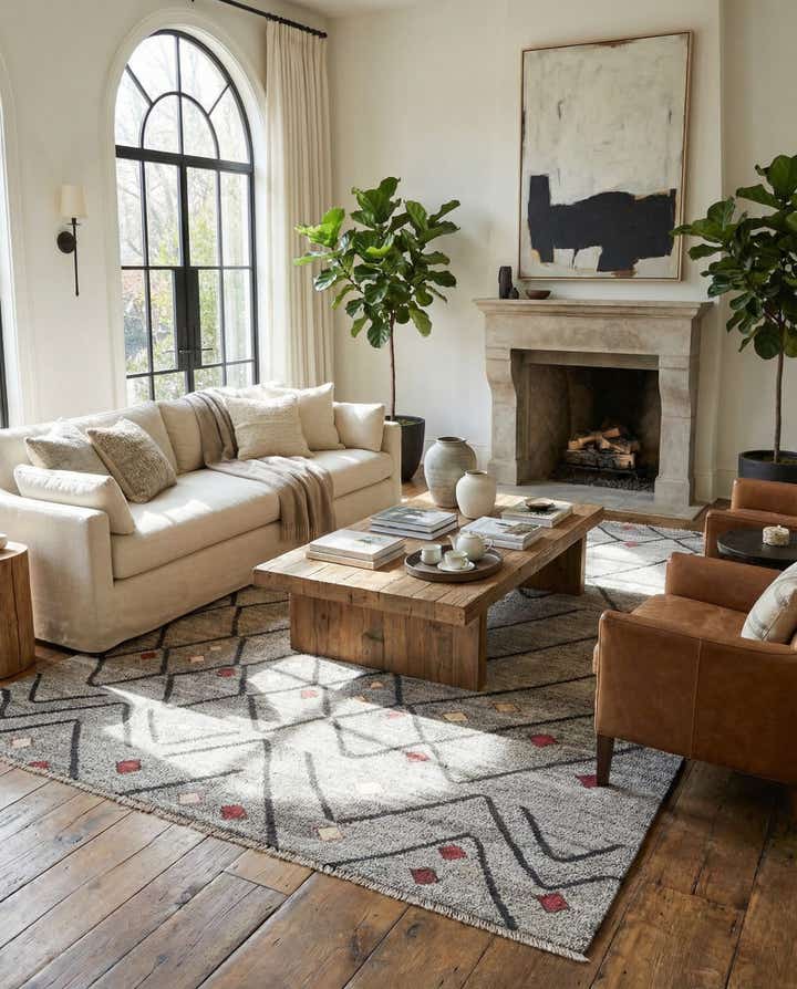 6' 7 x 9' 7 Hand Woven Moroccan Wool Rug