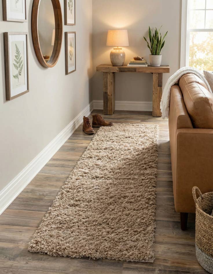 Detail image of  2' 7 x 13' Solid Shag Runner Rug