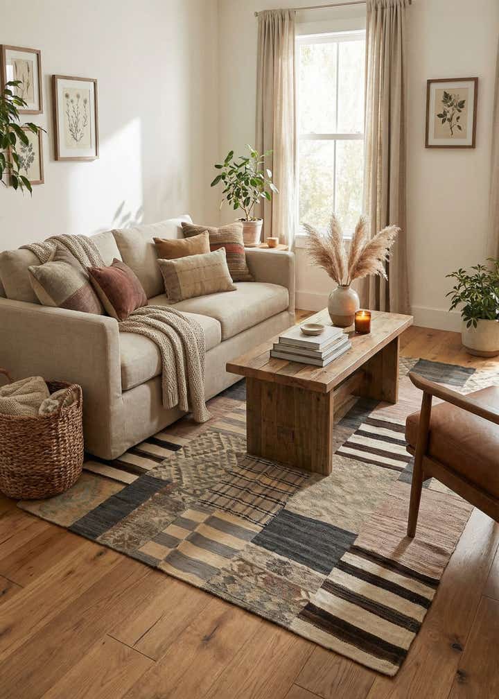5' 5 x 7' 10 Hand Woven Kilim Patchwork Wool Rug