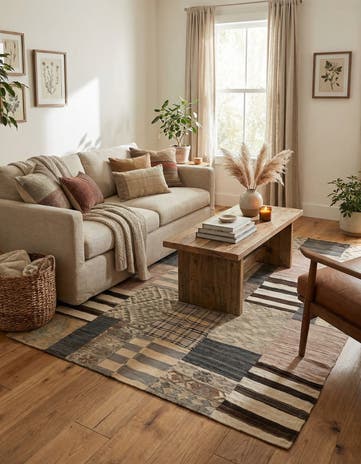5' 5 x 7' 10 Hand Woven Kilim Patchwork Wool Rug