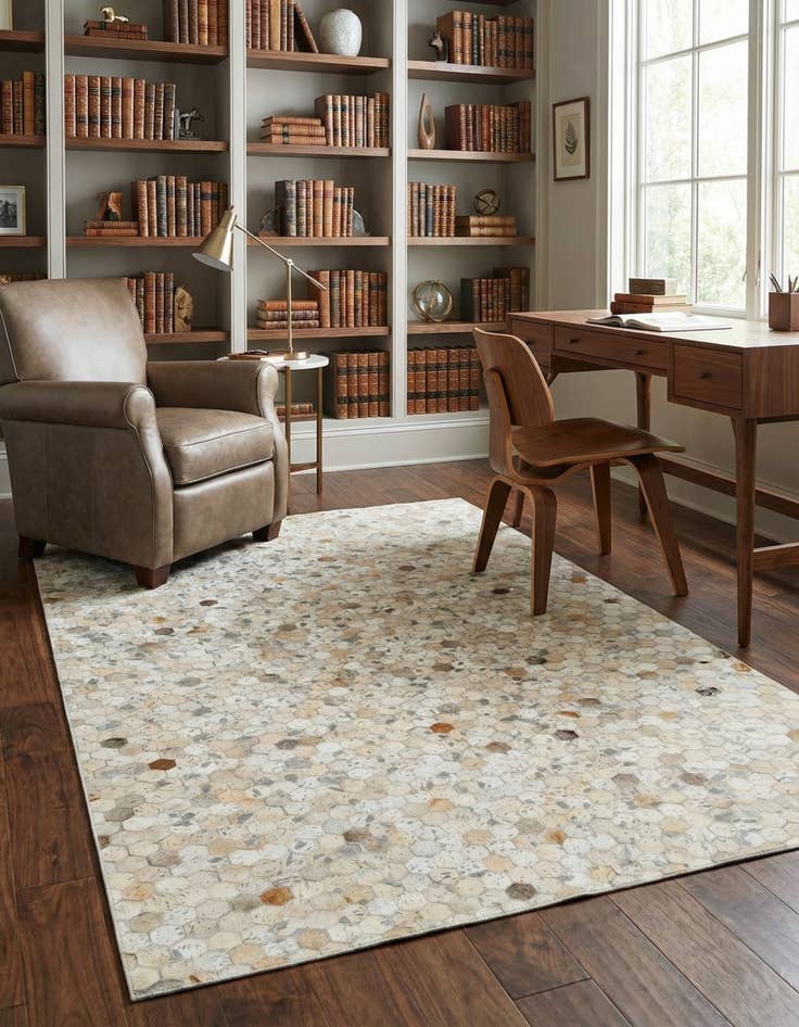 Detail image of 5' 1 x 8' Cowhide Stocks Rug