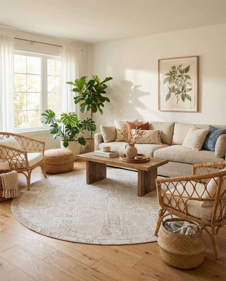 10' x 10' Easy-Clean Aztec Indoor / Outdoor Round Rug