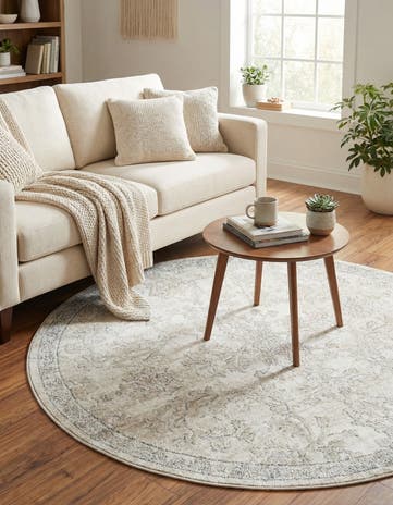 Ivory Oregon Round Rug