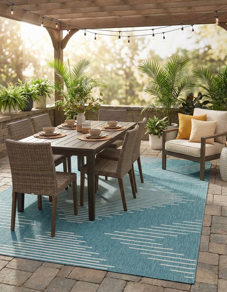 Detail image of  9' x 12'  Washable Modern Indoor / Outdoor Rug