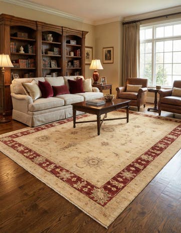 7' x 9' 9 Hand Knotted Peshawar Ziegler Rug