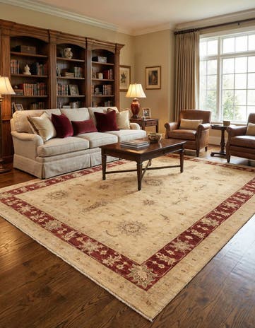7' x 9' 9 Hand Knotted Peshawar Ziegler Rug