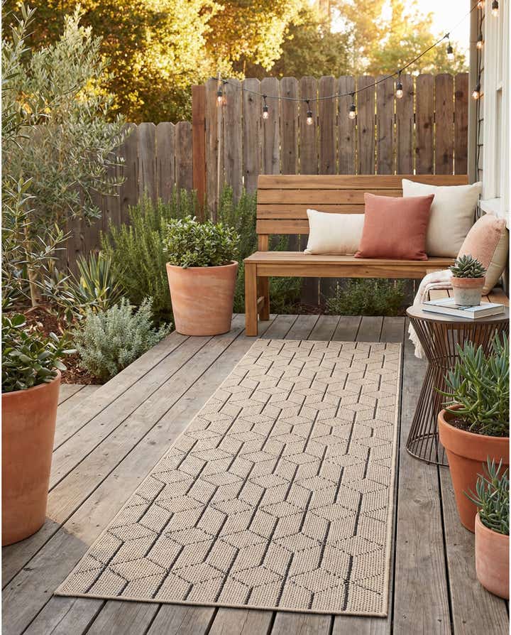2' 7 x 12' Easy-Clean Lattice Indoor / Outdoor Runner Rug