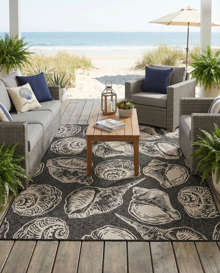 Detail image of 7' 10 x 10' Easy-Clean Coastal Indoor / Outdoor Rug
