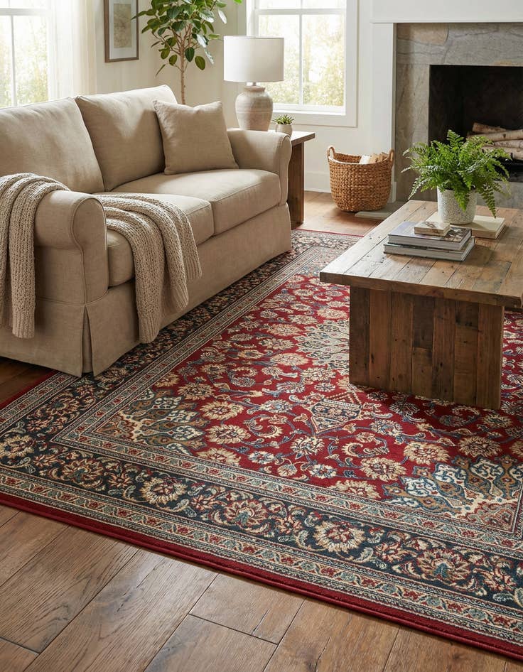Detail image of  6' 1 x 9'  Washable Traditional Indoor / Outdoor Rug