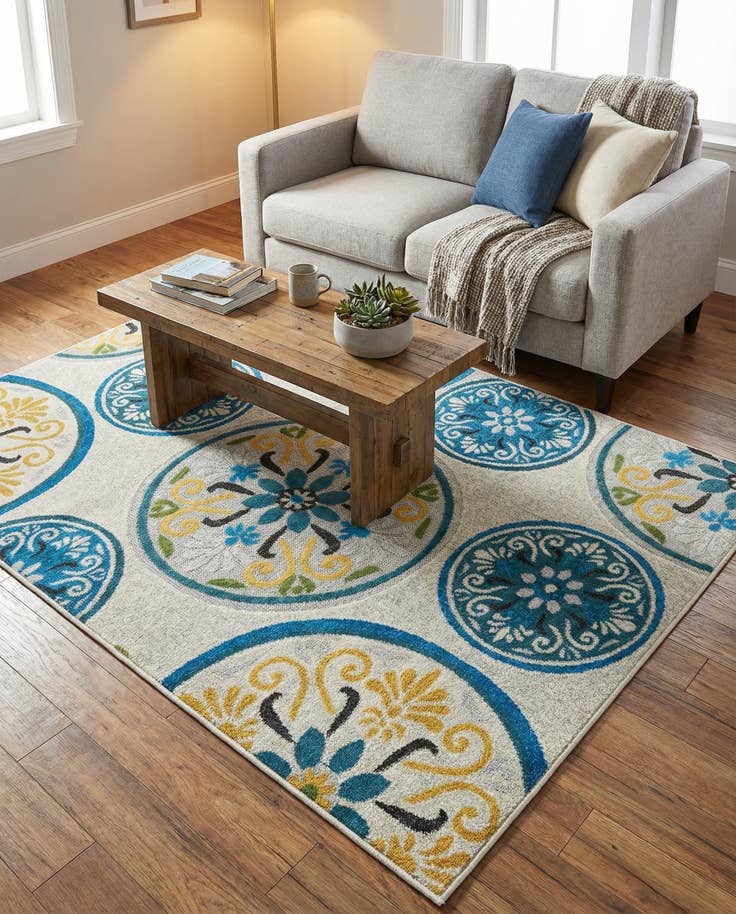 Detail image of 4' x 6' Easy-Clean Modern Indoor / Outdoor Rug