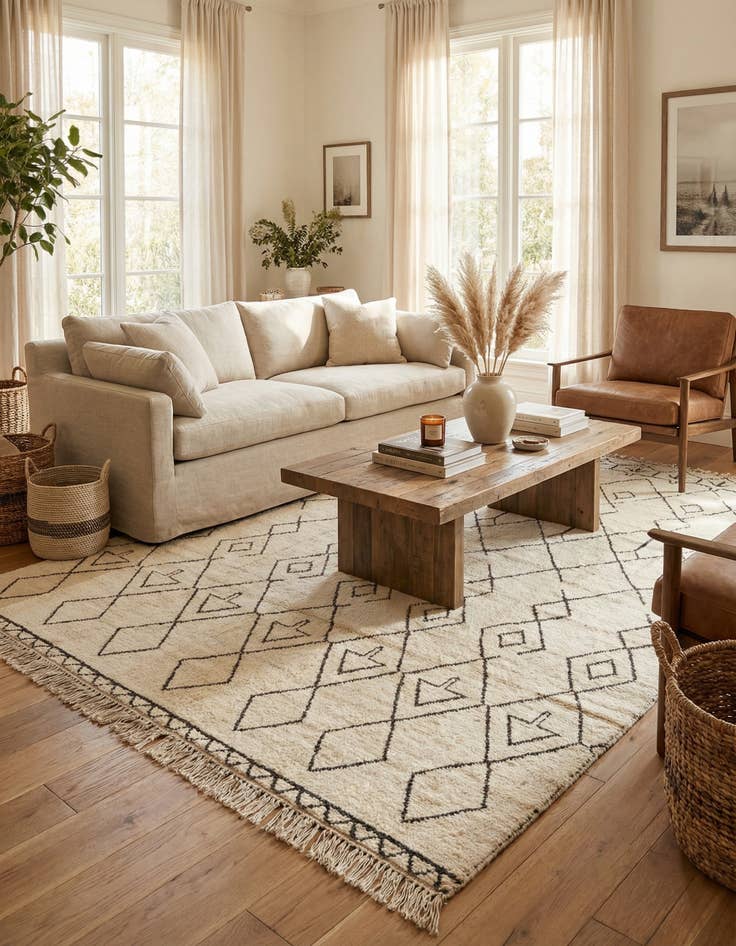 Detail image of  8' 3 x 9' 7  Hand Knotted Moroccan Wool Rug