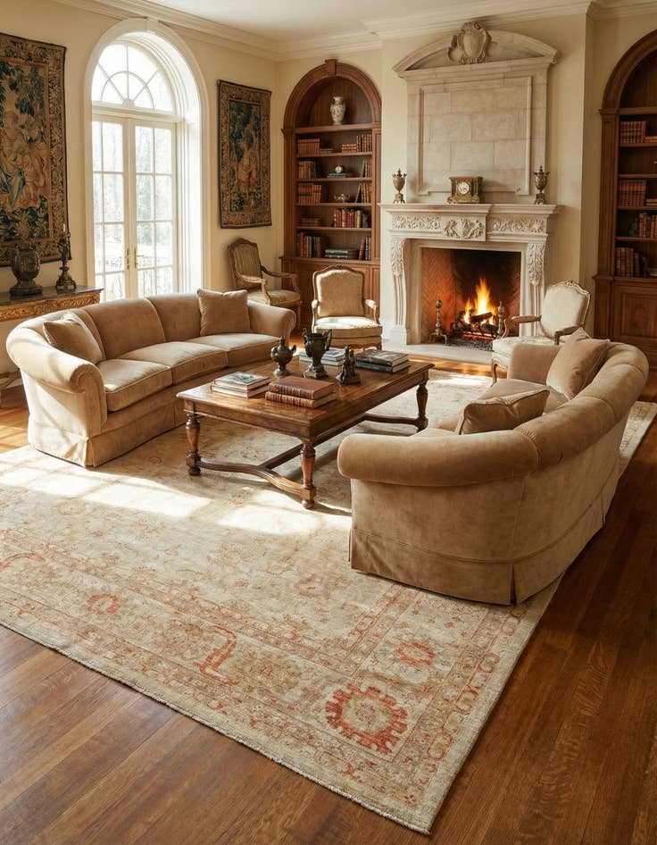 Detail image of 12' 2 x 17' 2  Hand Knotted Peshawar Ziegler Oriental Rug