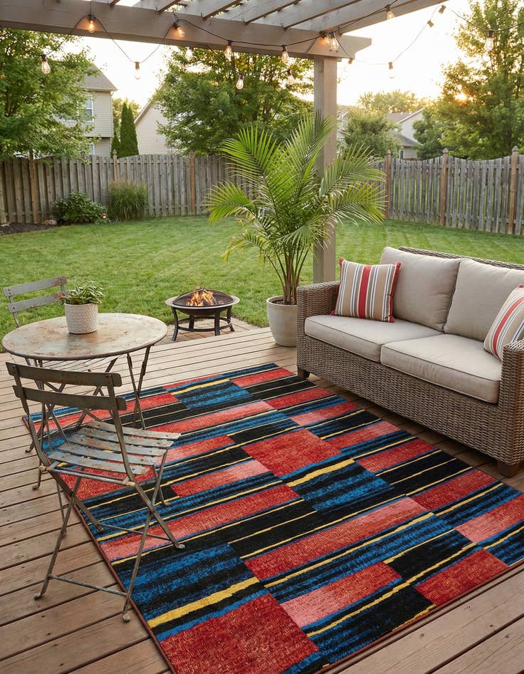 Detail image of 5' x 8'  Washable Modern Indoor / Outdoor Rug
