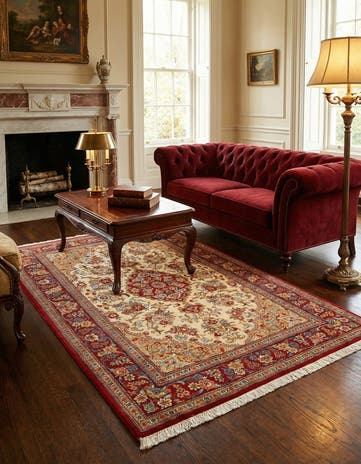 3' 4 x 5' 1 Hand Knotted Qom Persian Rug