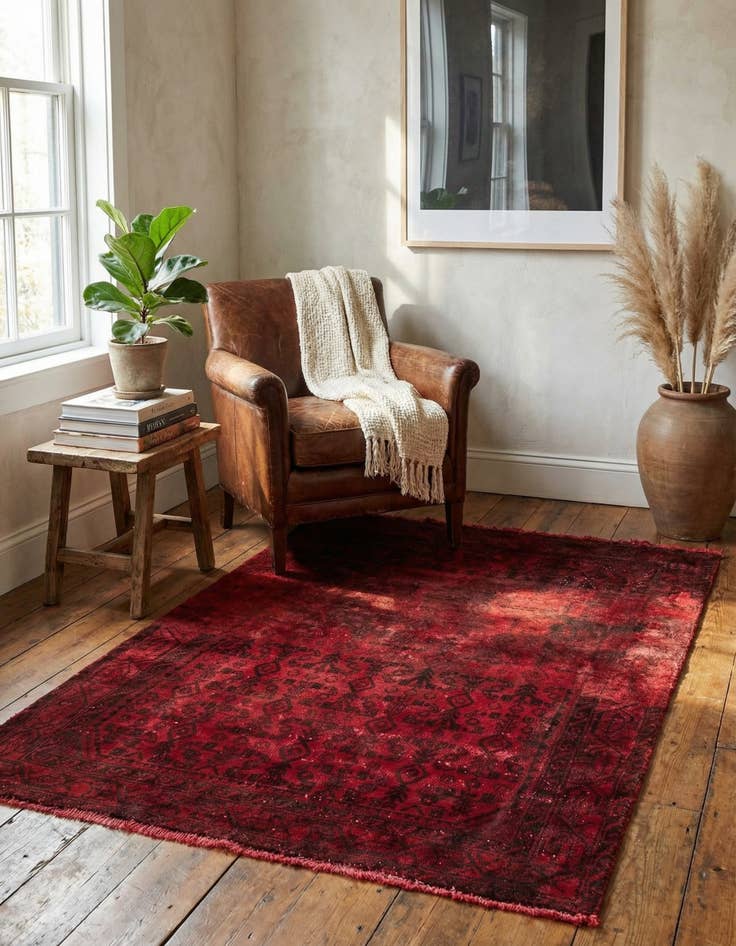 Detail image of 3' 2 x 4' 10  Hand Knotted Ultra Vintage Persian Wool Rug