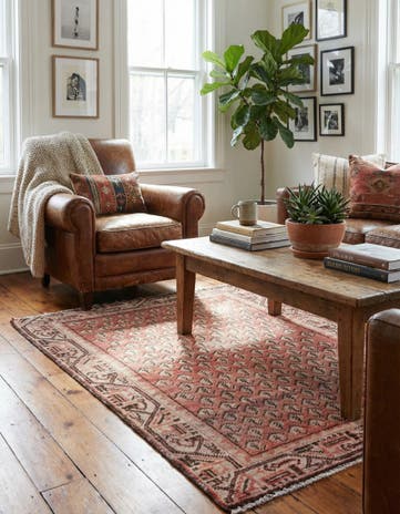 3' 7 x 4' 7 Hand Knotted Ultra Vintage Persian Wool Rug