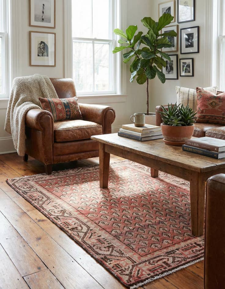 Detail image of 3' 7 x 4' 7  Hand Knotted Ultra Vintage Persian Wool Rug