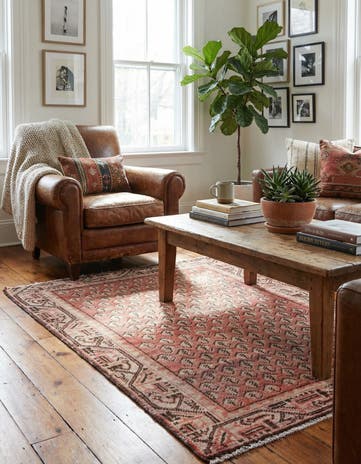 3' 7 x 4' 7 Hand Knotted Ultra Vintage Persian Wool Rug