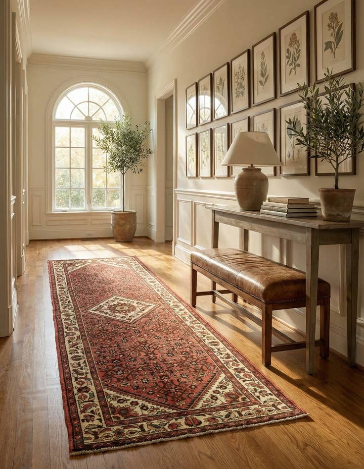 Detail image of 3' 7 x 10' 7  Hand Knotted Hossainabad Persian Wool Runner Rug