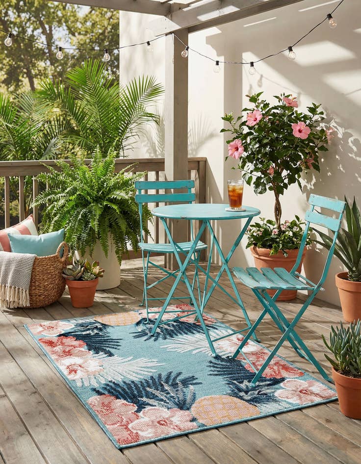 Detail image of  2' 2 x 3'  Washable Botanical Indoor / Outdoor Rug