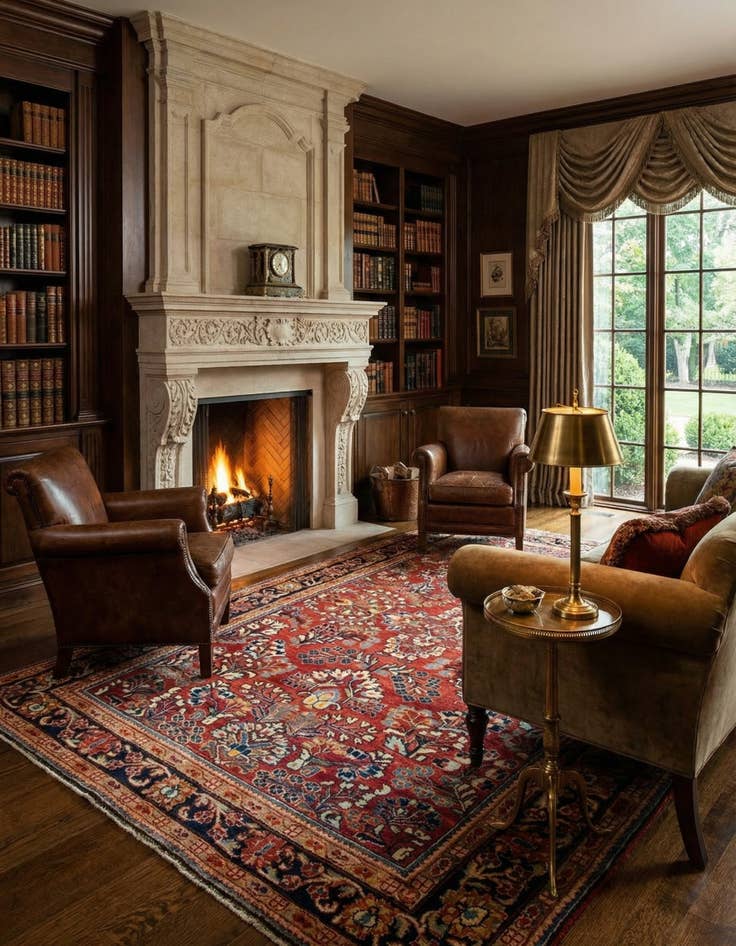 Detail image of  4' 5 x 7'  Hand Knotted Sarough Persian Wool Rug