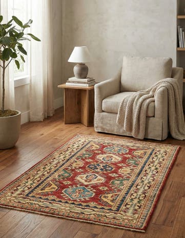 3' x 4' 2 Hand Knotted Kazak Oriental Rug