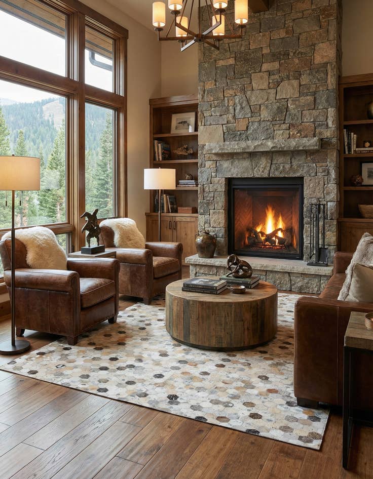 Detail image of 5' x 8' Cowhide Stocks Rug