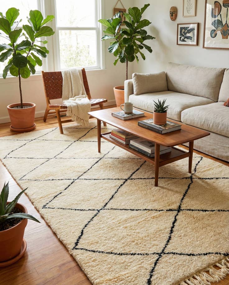 Detail image of 5' 2 x 8' 6 Hand Knotted Moroccan Wool Rug