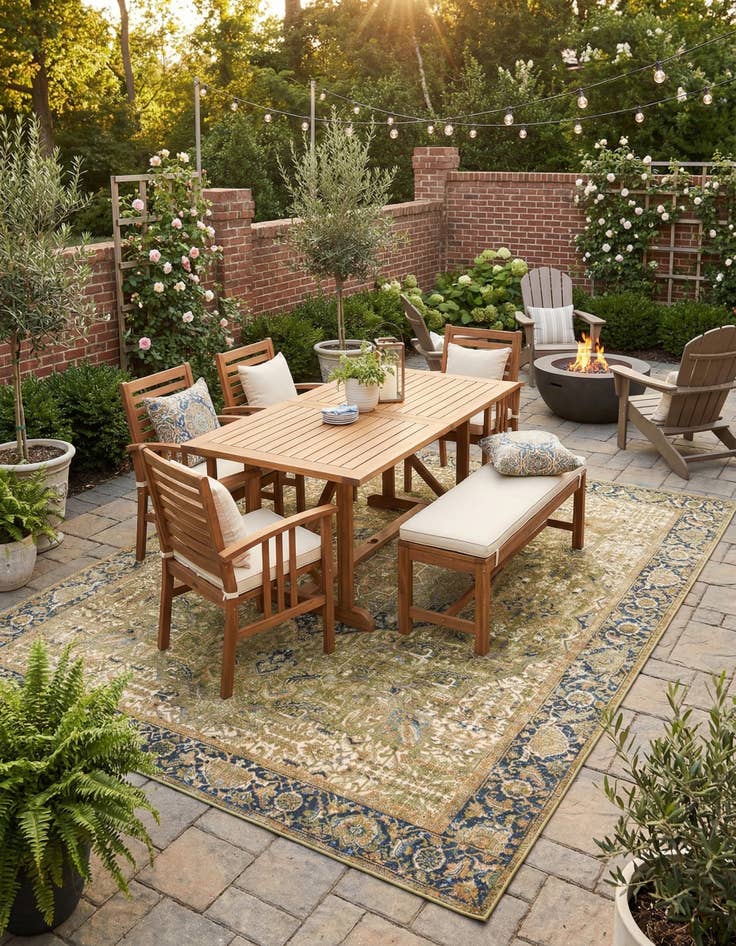 Detail image of 10' x 12'  Washable Traditional Indoor / Outdoor Rug