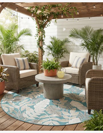 8' 2 x 8' 2 Easy-Clean Botanical Indoor / Outdoor Round Rug