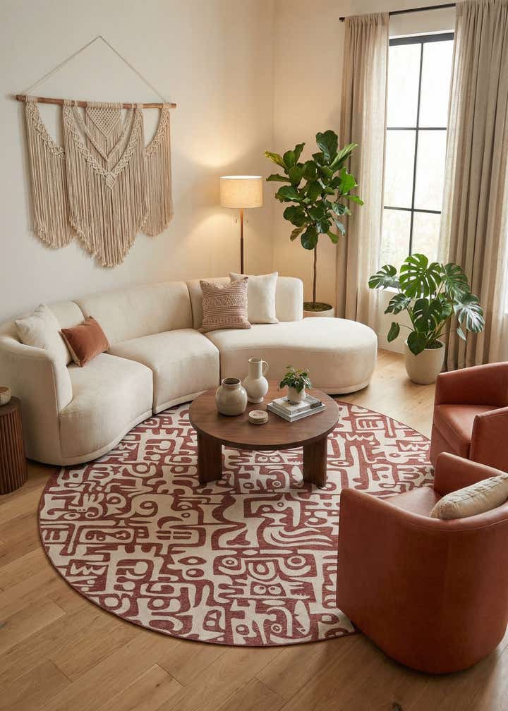 12' x 12' Easy-Clean Modern Indoor / Outdoor Round Rug
