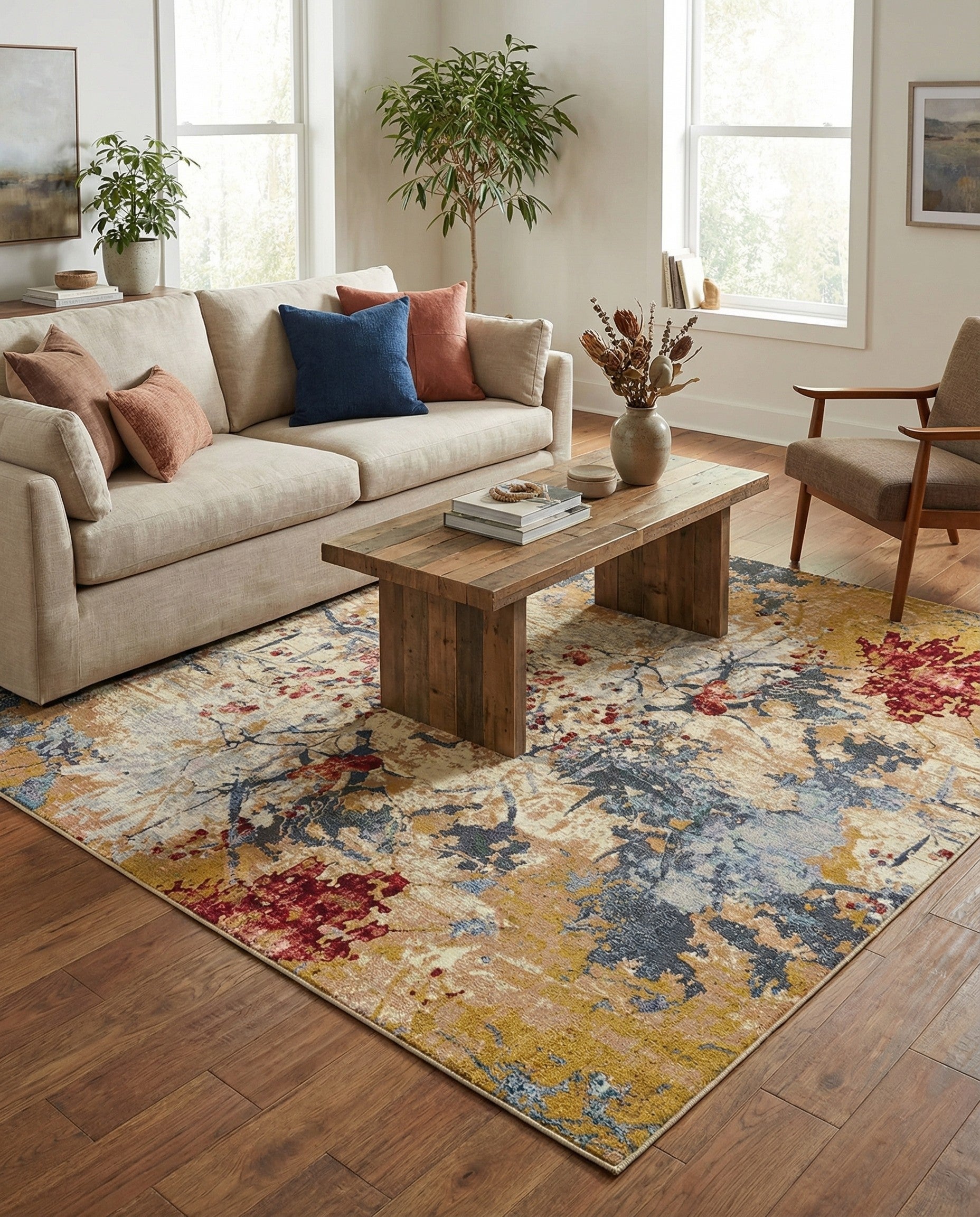 7' 10 x 7' 10 Easy-Clean Modern Indoor / Outdoor Square Rug