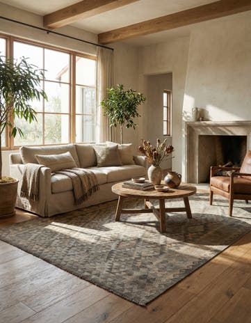 6' 9 x 9' 9 Hand Woven Kilim Maymana Wool Rug
