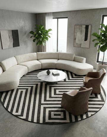12' x 12' Easy-Clean Modern Indoor / Outdoor Round Rug